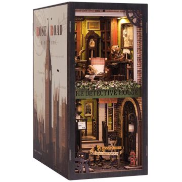 CuteBee Book Nook Rose Detective Agency – Houten 3D Puzzel DIY Bouwpakket voor Volwassenen – Decoratieve Boekensteun