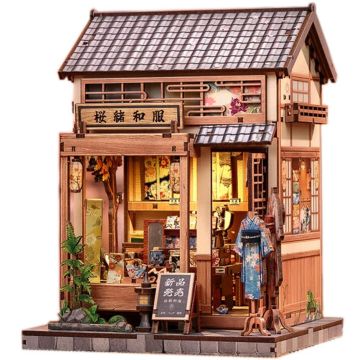 CuteBee Miniatuurhuisje Sakura O Kimono Shop Houten 3D Puzzel DIY Bouwpakket voor Volwassenen Modelbouw