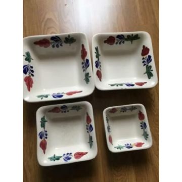 Boerenbont vierkante schalenset set van 4 stuks