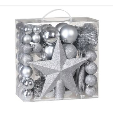 Kerstballen Zilver 77-delig