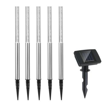 5x LED Solar insteeklamp wit