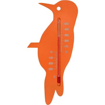 Kunststof Muurthermometer 15cm Oranje Specht voor Binnen en Buiten