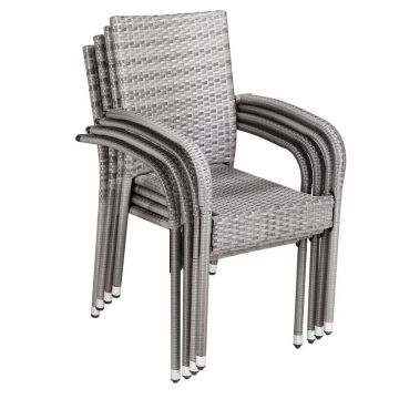 Polyrattan Stapelstoel Comfort Set van 4 kleur Grijs