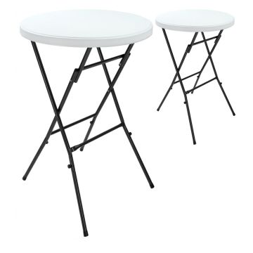 Statafel Set van 2 Wit Plastic Ø72cm Opvouwbaar