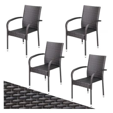 Polyrotan Tuinstoel Comfort 4 stuks Bruin