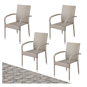 Polyrotan Tuinstoel Comfort 4 stuks Crème