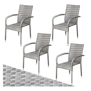 Polyrotan Tuinstoel Comfort 4 stuks Grijs