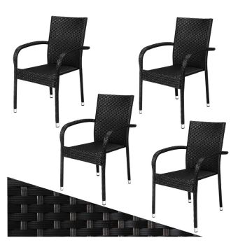 Polyrotan Tuinstoel Comfort 4 stuks Zwart