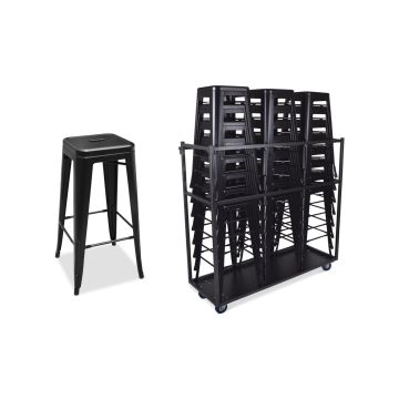 Set 24x Barkruk Hamburg Stapelbaar + Transportkar – Horeca & Evenementen