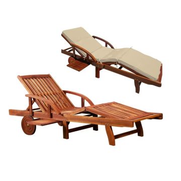 Ligbed Tami Sun® Acaciahout 196x55x5cm incl kussen