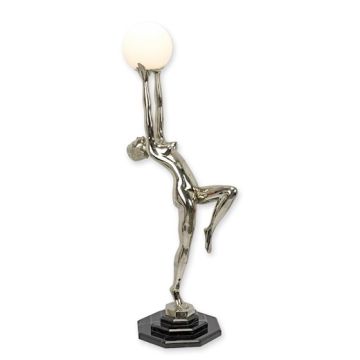 A BRONZE ART DECO FIGURAL LAMP