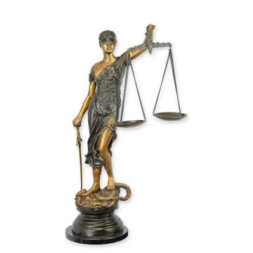A BRONZE SCULPTURE OF LADY JUSTICE