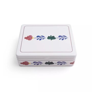 Boerenbont Theeblik Thee bewaardoos met 6 vakken 16 x 20 cm