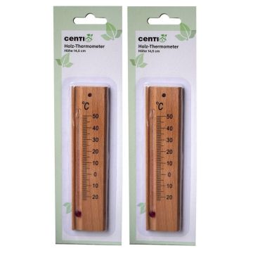Houten Thermometer voor binnen of buiten set van 2 stuks