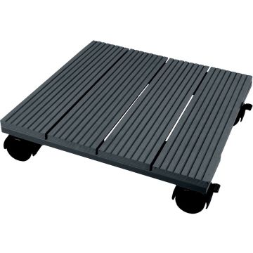 Plantenroller - Plantentrolley - Voor binnen en buiten - draagvermogen tot 50 kg - vierkant -antraciet - 30x30cm