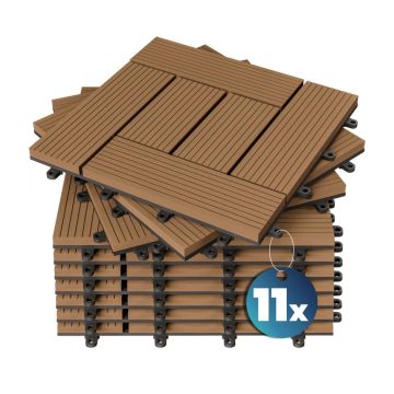 Tegels 11 stuks Mozaïek Terracotta WPC 30x30cm