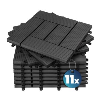 Tegels 11 stuks Mozaïek Antraciet WPC 30x30cm