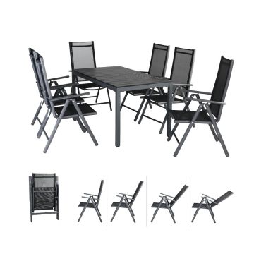 Tuinset Bern 7-delig Antraciet Aluminium met WPC Tafelblad