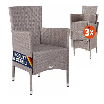 Polyrotan Tuinstoelen 3 Stuks Crème stapelbaar