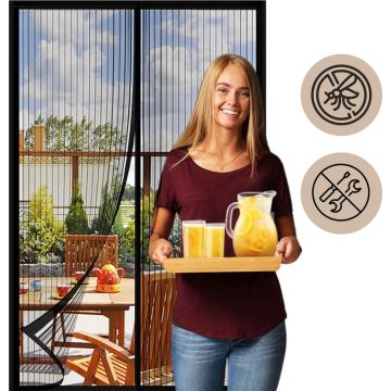 Vliegengordijn Magnetisch Luxe Deurhor 210 x 100 cm Deurgordijn Horgordijn Deur