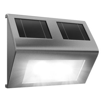 Wandlamp Buiten Zilver RVS 140x95x25mm Zonne-energie