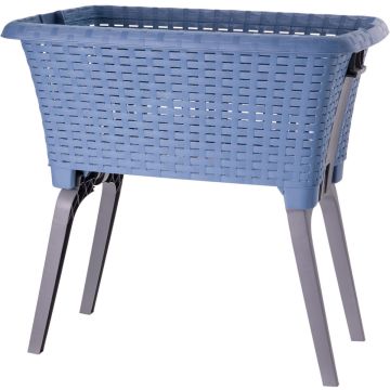 Wasmand op poten blauw 38 liter 39 x 59 x 29 cm kunststof