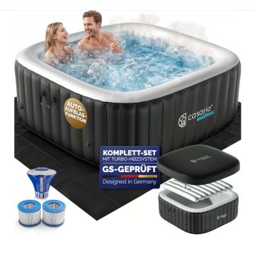 Whirlpool opblaasbaar Zwart hoekig 6 personen 20-42 °C winterbestendig