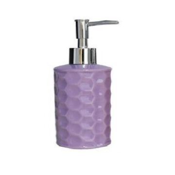 Zeepdispenser / Zeeppompje - Keramiek Collectie Flora - Paars - 260ml - 6.5 x 7.5 x 18 cm