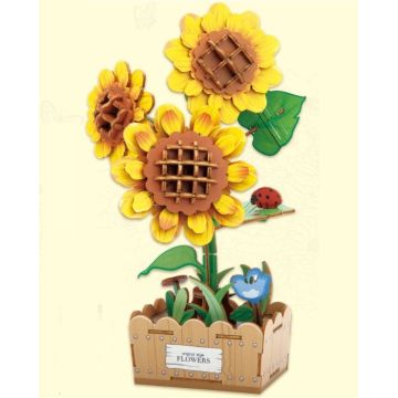 PlayfulMario Zonnebloem Houten Modelbouwset 115 Onderdelen Modelbouw