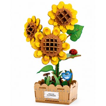 PlayfulMario Zonnebloem Houten Modelbouwset 115 Onderdelen Modelbouw