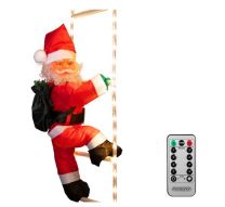 Kerstman op ladder, ladder 90 cm, 48 leds