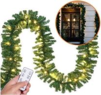 Kerstguirlande Groen slinger kerstslinger 5mtr met 100xLED -in/outdoor met afstandsbediening