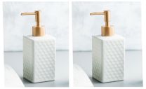 Zeepdispenser Zeeppompje Keramiek Wit 350ml set van 2 stuks