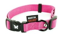 MARTIN SELLIER HALSBAND NYLON ROZE VERSTELBAAR 20 MMX40-55 CM