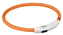 TRIXIE HALSBAND FLASH LIGHT LICHTGEVEND USB OPLAADBAAR ORANJE 7 MMX65 CM