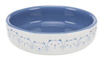 TRIXIE VOERBAK / DRINKBAK KAT PLATTE NEUS LICHTBLAUW / WIT 300 ML 15 CM