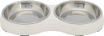 TRIXIE VOERBAK KAT DUBBEL MELAMINE / RVS WIT 2X200 ML 27X14X3 CM
