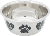 TRIXIE VOERBAK HOND PRINT SCHETS HART POOTJE GEPOEDERCOAT 1 LTR 15 CM