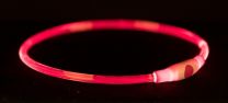 TRIXIE HALSBAND USB FLASH LIGHT LICHTGEVEND OPLAADBAAR ROOD 40X0,8 CM