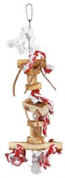 TRIXIE SPEELGOED MET TOUW EN LEREN BANDJES HOUT KLEURIG 35 CM 3 ST