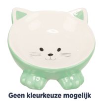 TRIXIE VOERBAK / DRINKBAK KATTENKOP VERHOOGD KERAMIEK ASSORTI 14 CM 150 ML