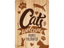 PLENTY GIFTS WAAKBORD BLIK CATS WELCOME PEOPLE TOLERATED 21X15 CM