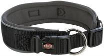 TRIXIE PREMIUM HALSBAND HOND EXTRA BREED ZWART / GRAFIET GRIJS 33-42X3,5 CM