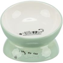 TRIXIE VOERBAK / DRINKBAK KAT VERHOOGD KERAMIEK SALIE / WIT 150 ML 13 CM