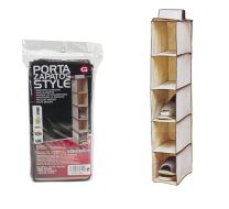 Kast organizer - hangende opberger - stof beige met 5 vakken 