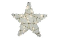 Kerstster met 20 leds warm-wit sneeuw glittergoud