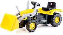 Dolu Traptractor met Voorlader & Claxon Geel/zwart
