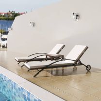  Ligbeddenset poly rattan bruin 3-delig