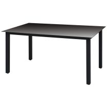  Tuintafel 150x90x74 cm aluminium en glas zwart