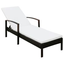  Ligbed met kussen poly rattan bruin